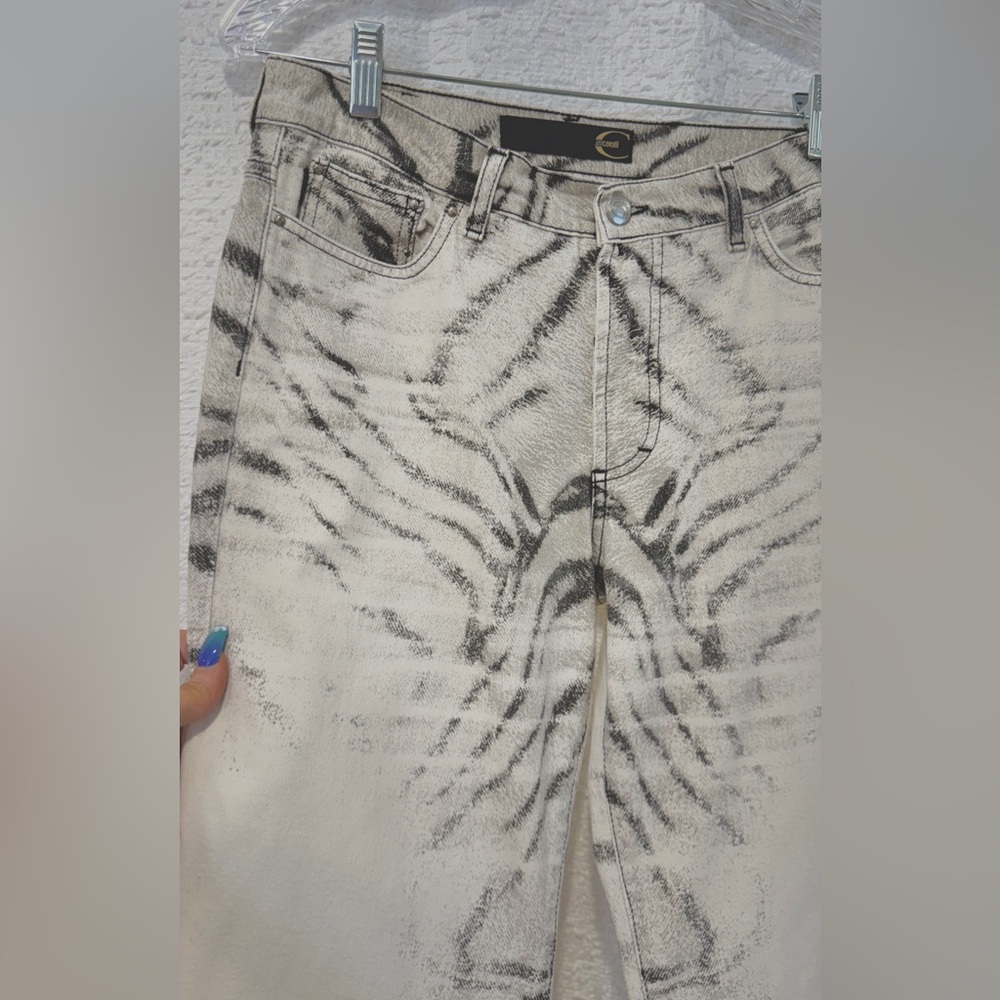 SUPER RARE HTF Vintage 2002 Just Cavalli Ombre Zebra Print Flared Jeans 29 NWOT - Picture 3 of 16